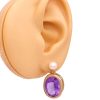 Amethyst Statement Earrings with Cultured Pearls 14K Gold worn