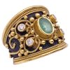 Etruscan Revival 1.03ctw Natural Emerald Ring 18K Gold side