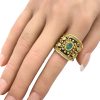 Etruscan Revival 1.03ctw Natural Emerald Ring 18K Gold worn