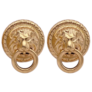 Lions Head Door-Knocker Earrings 14K Gold (2)