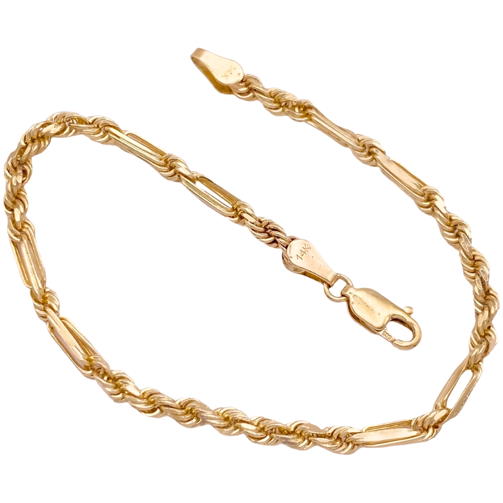 Milano Rope Bracelet 14K Gold 7″ Length
