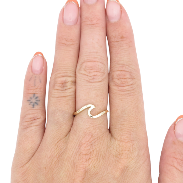 Ocean Wave Ring 14K Gold Worn