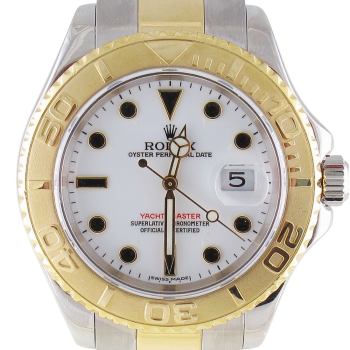 Pre-Owned Rolex 40MM Yachtmaster White Dial (2005) Two Tone #16623