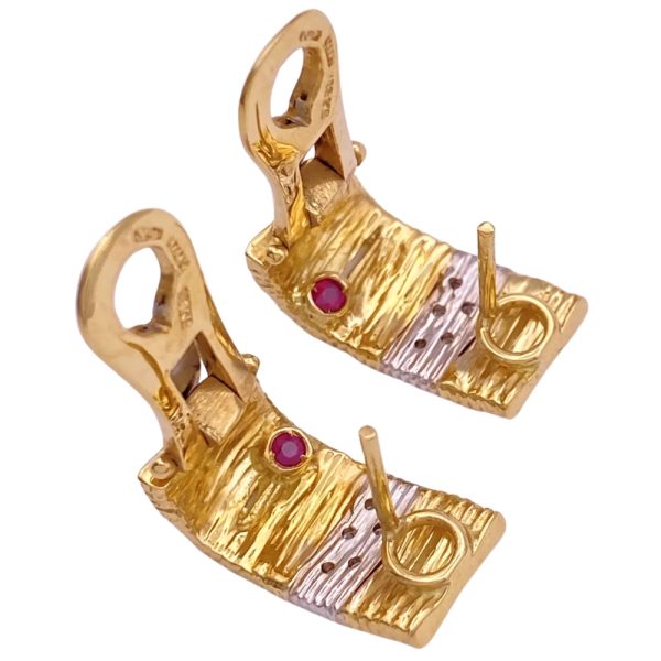 Roberto Coin Elephantino Diamond Earrings 18K Gold back