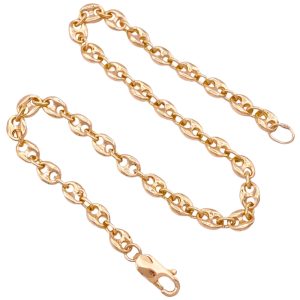 Solid Puff Gucci Link Anklet 14K Gold 9-34 Length full