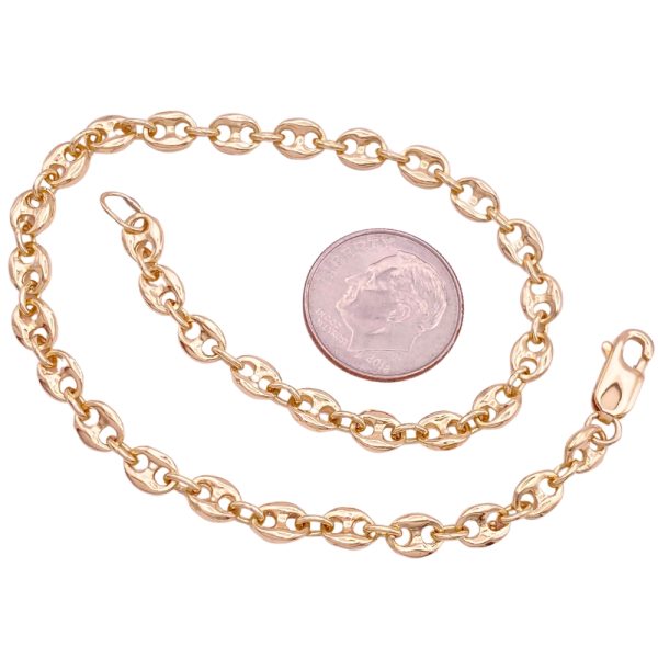 Solid Puff Gucci Link Anklet 14K Gold 9-34 Length size