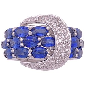 Sonia Bitton 6.0ctw Sapphire Garter Buckle Ring 14K Gold