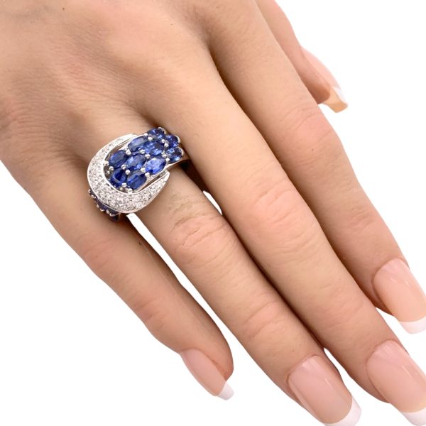 Sonia Bitton 6.0ctw Sapphire Garter Buckle Ring 14K Gold worn