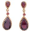 Victorian Revival Garnet Dangle Earrings 14K Gold