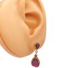 Victorian Revival Garnet Dangle Earrings 14K Gold worn