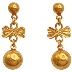 Vintage Ball Dangle Earrings 22K Gold