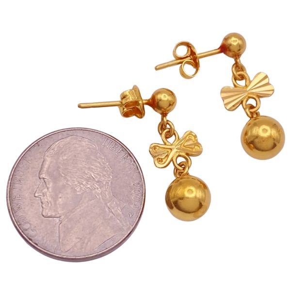Vintage Ball Dangle Earrings 22K Gold size