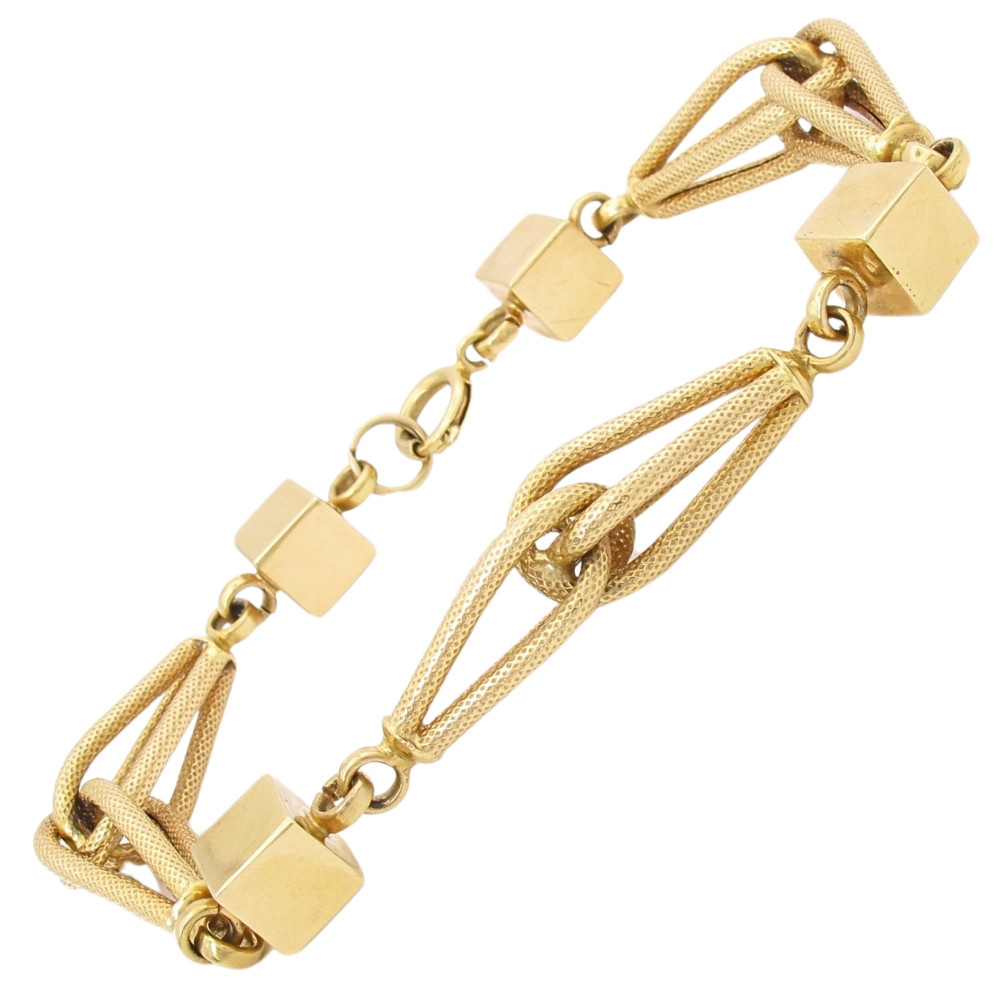 Vintage Cube Bracelet 18K Gold 7.5″ Length