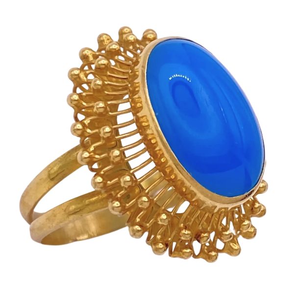 Vintage Persian Turquoise Ring 18K Gold side