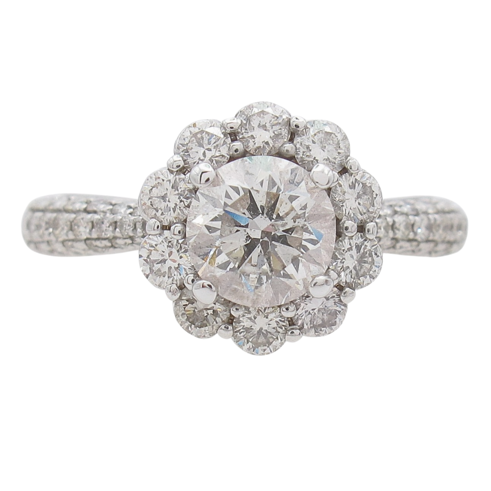 2.33ctw Round Diamond Halo Engagement Ring 14K