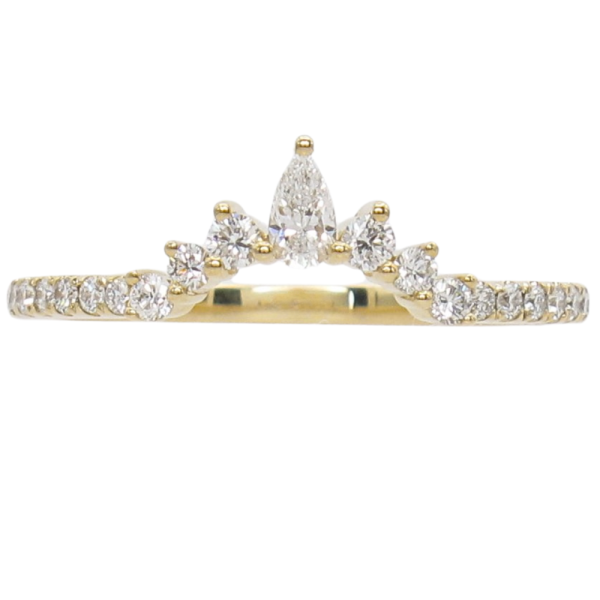 .29ctw Pear Diamond Burst Curved Band 14K yellow gold side (2)