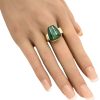 Chrysoprase & Opal Inlay Ring 14K Gold worn