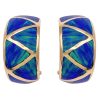 Opal Inlay Half Hoop Earrings 14K Gold