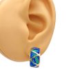 Opal Inlay Half Hoop Earrings 14K Gold worn