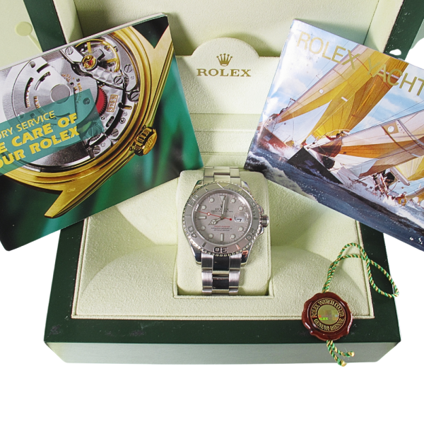 Pre-Owned Rolex 40MM Yachtmaster (2003) Stainless Steel And Platinum 16622 b and p inside