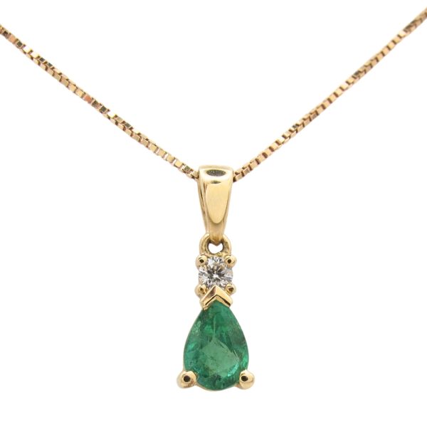 0.43ctw Natural Emerald Necklace 14K Gold pendant