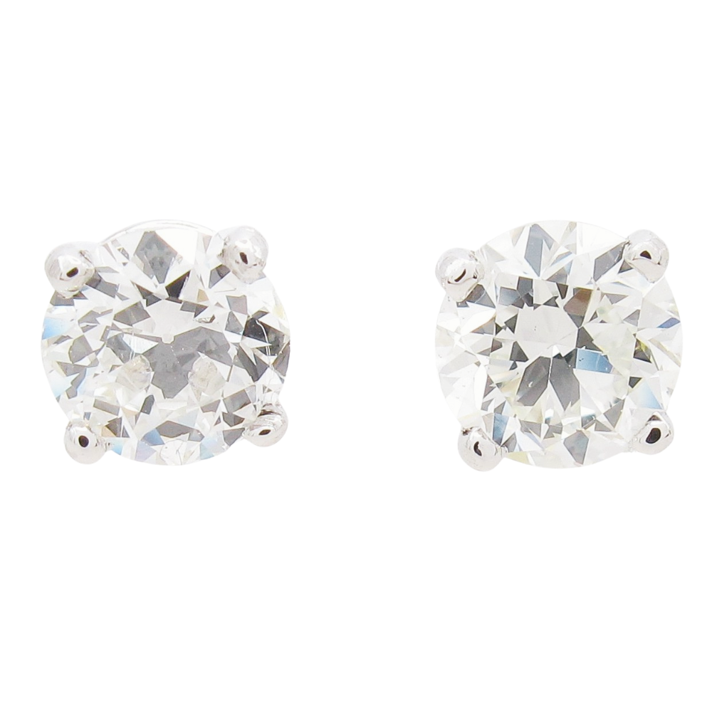 1.15ctw Round Solitaire Diamond Stud Earrings White Gold