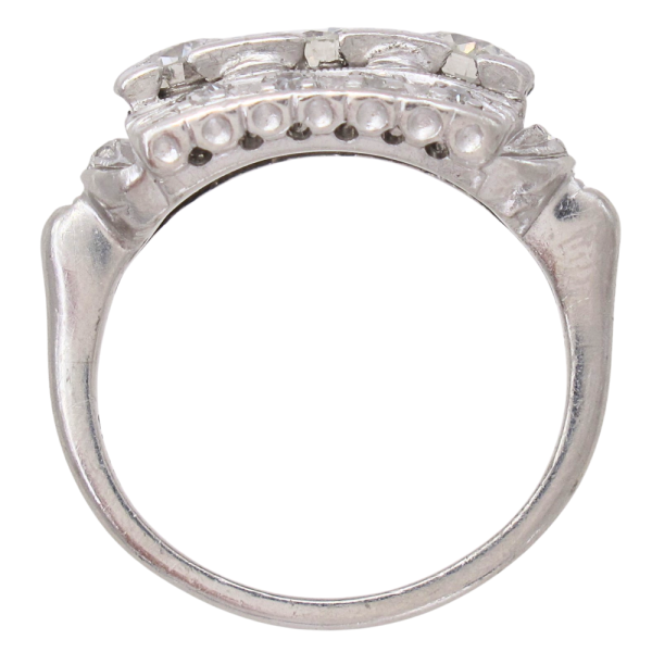 1.40ctw Three Stone Diamond Art Deco Ring Platinum Profile