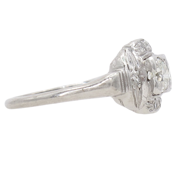 1.40ctw Three Stone Diamond Art Deco Ring Platinum Side