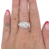 1.40ctw Three Stone Diamond Art Deco Ring Platinum Worn