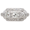 1.40ctw Three Stone Diamond Art Deco Ring Platinum front