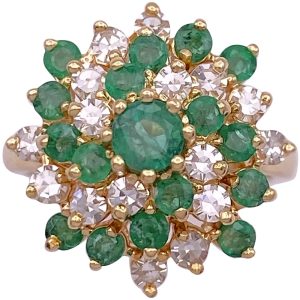 2.11ctw Emerald Swirl Cluster Ring 14K Gold