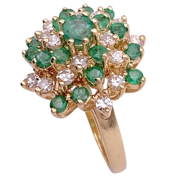 2.11ctw Emerald Swirl Cluster Ring 14K Gold side
