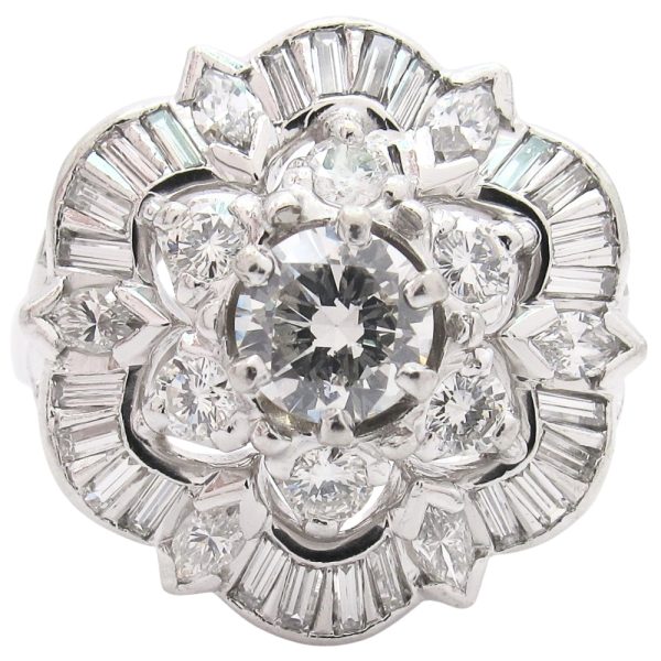 2.61ctw Diamond Cluster Ring Platinum & 14K White Gold