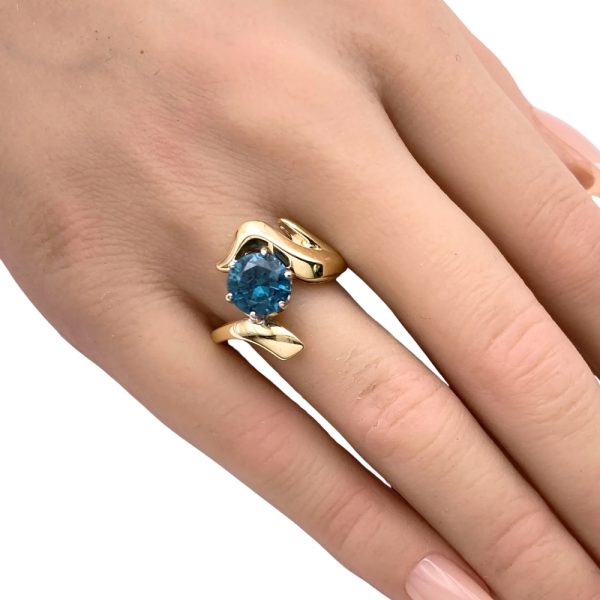 2.70ctw Teal Spinel Ring 14K Gold worn