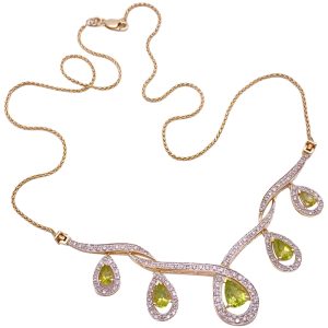 4.62ctw Pear Peridot Necklace 14K Two-Tone Gold full
