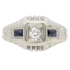 .46ctw Diamond & Sapphire Detailed Art Deco Ring 18K front