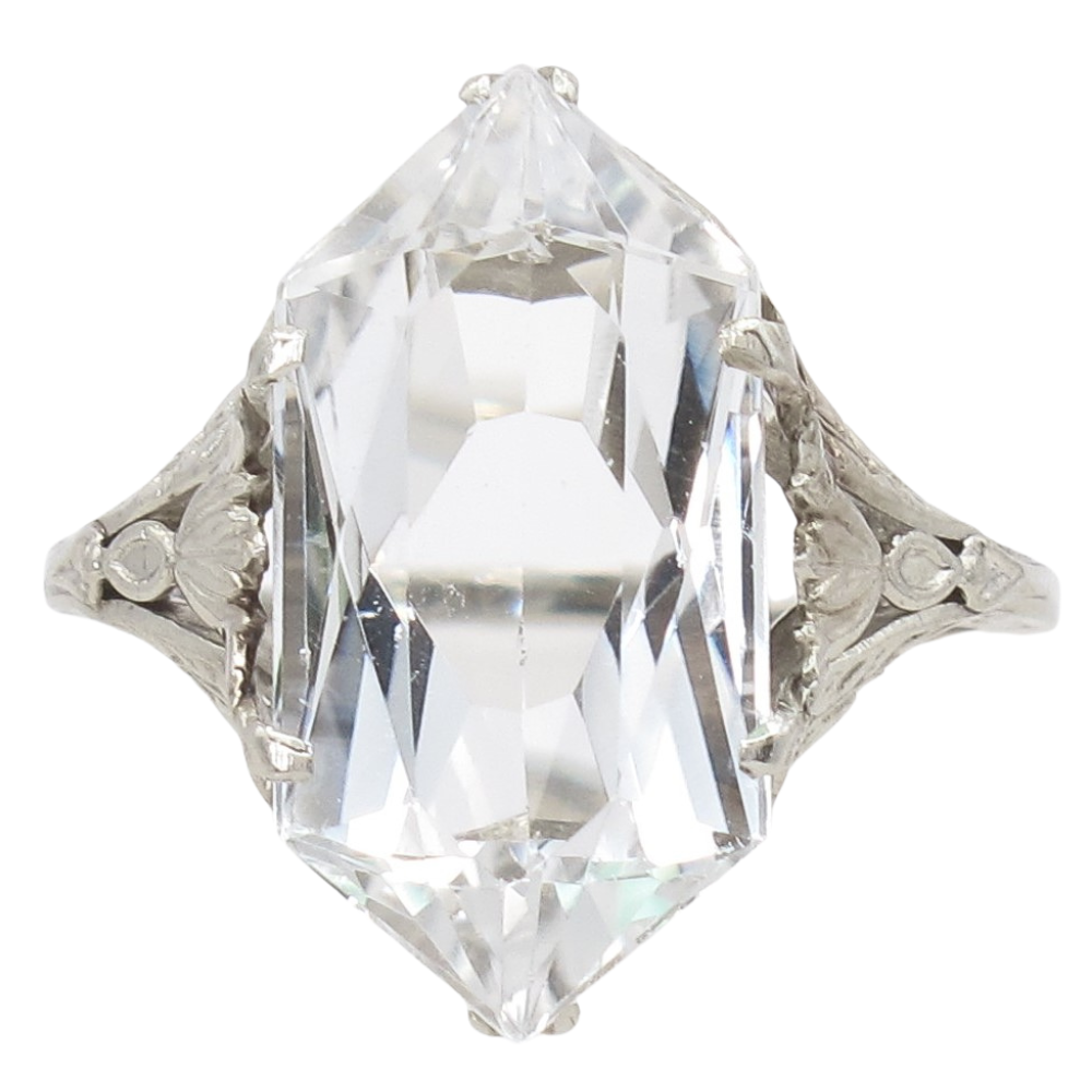 5.25ct Goshenite Beryl Filigree Art Deco Ring 14K