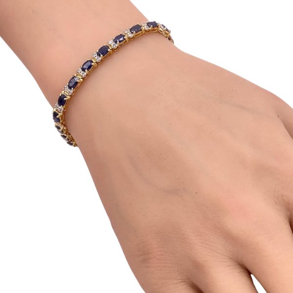 8.88ctw Sapphire Line Bracelet 14K Yellow Gold worn