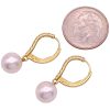 Cultured Pearl Dangle Earrings with Diamond Accents 18K Gold side