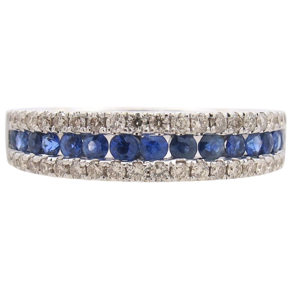 Le Vian 0.69ctw Diamond & Sapphire Band Ring 14K White Gold