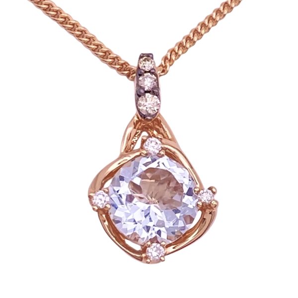 Le Vian 1.26ctw Aquamarine Necklace 14K Rose Gold pendant