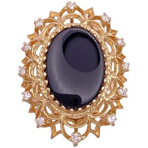 Ornate Onyx Cocktail Ring 14K Gold