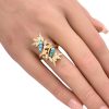 Persian Turquoise Elongated Ring 14K Gold worn