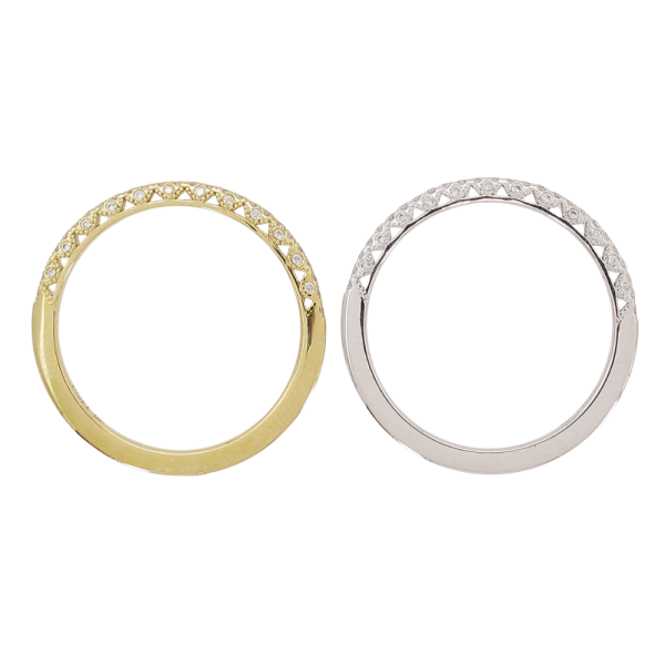 Thin Diamond Weddind Band Stack with Side Gallery .14 ctw Profile