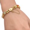 Victorian Revival Jeweled Slide Bracelet 14K Gold worn clasp side