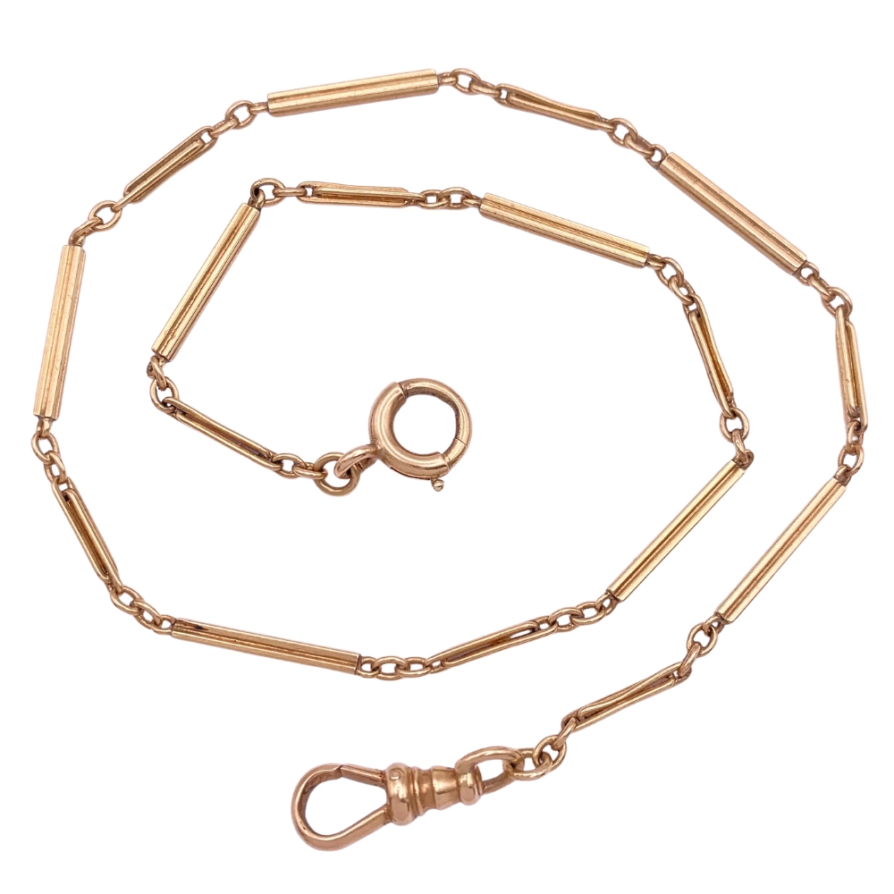 Victorian Watch Chain Necklace 10K Gold 14″ Length