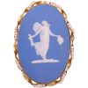 Wedgwood Blue Cameo Pendant Brooch 14K Gold