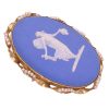 Wedgwood Blue Cameo Pendant Brooch 14K Gold side