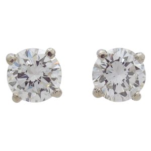 1.00 carat round diamond stud earrings white gold 0.97