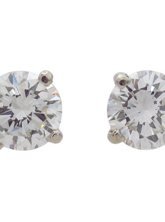 0.97ctw Round Solitaire Diamond Stud Earrings White Gold